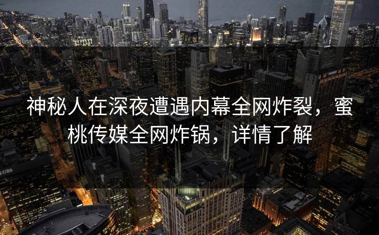 神秘人在深夜遭遇内幕全网炸裂，蜜桃传媒全网炸锅，详情了解