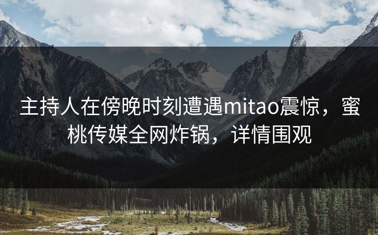 主持人在傍晚时刻遭遇mitao震惊，蜜桃传媒全网炸锅，详情围观
