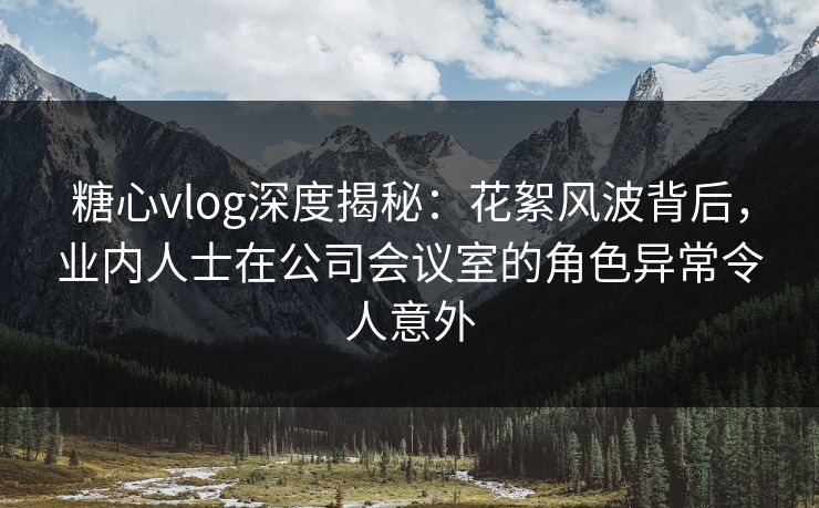 糖心vlog深度揭秘：花絮风波背后，业内人士在公司会议室的角色异常令人意外
